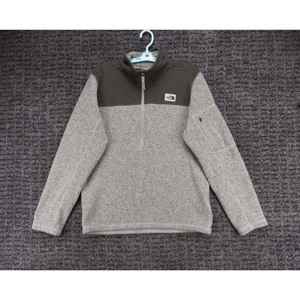 The North Face Sweater Mens Medium Gray Gordon Lyons 1/4 Zip Double Knit Fleece
